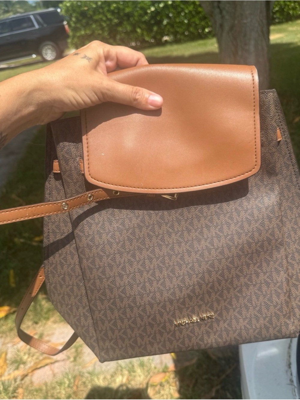 Michael Kors Brown/Tan Signature MK Backpack